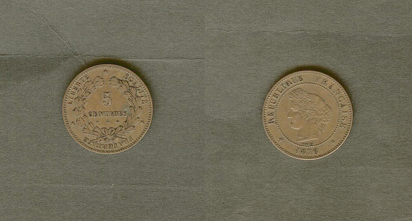 5 centimes Ceres 1876A AU
